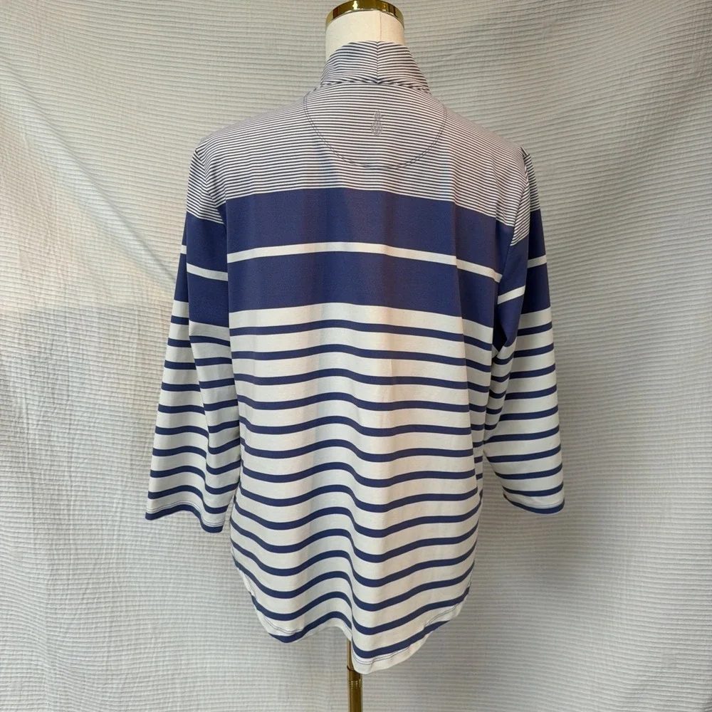 Tommy Bahama Navy Aubrey Sydney Stripe IslandZone Half-zip Mock Top Women XL - Picture 3 of 8